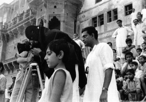 Satyajit Ray and Pinaki Sengupta on location in Benaras