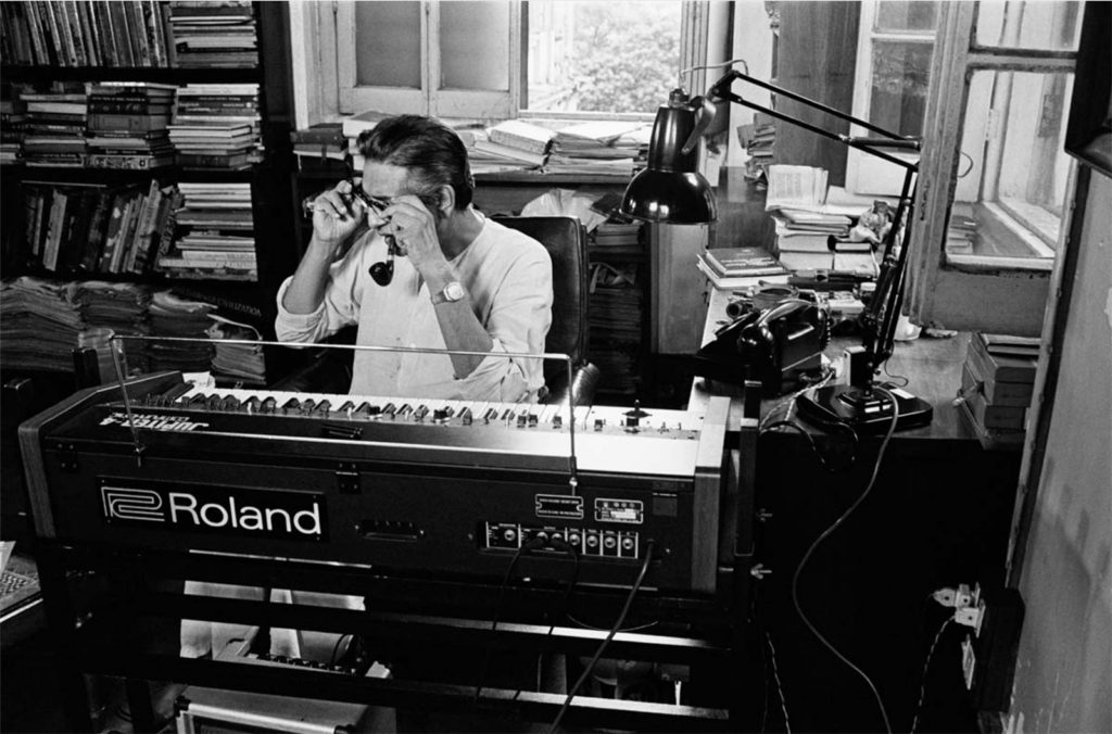 Satyajit Ray composing music ©Nemai Ghosh