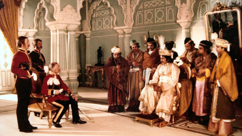 Nawab Wajid Ali Shah (Amjad Khan) meets General Outram (Sir Richard Attenborough). Image credit: Devki Chitra Productions (Suresh Jindal)